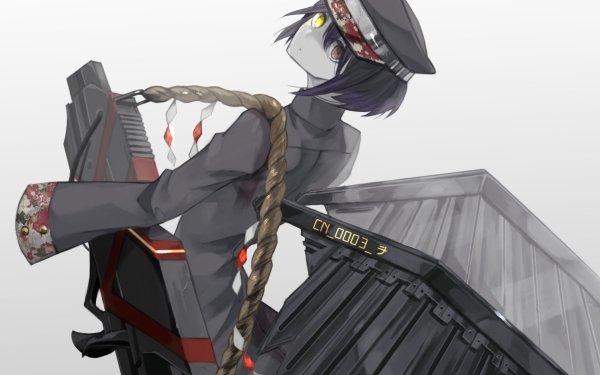 Anime Original Soldier Uniform Rifle Black Hair Heterochromia HD Wallpaper | Background Image