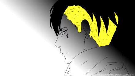 Kawaki (Boruto) side profile with neon-yellow shaved hair accent against a grayscale backdrop — anime 2K Quad HD PC desktop wallpaper and background.