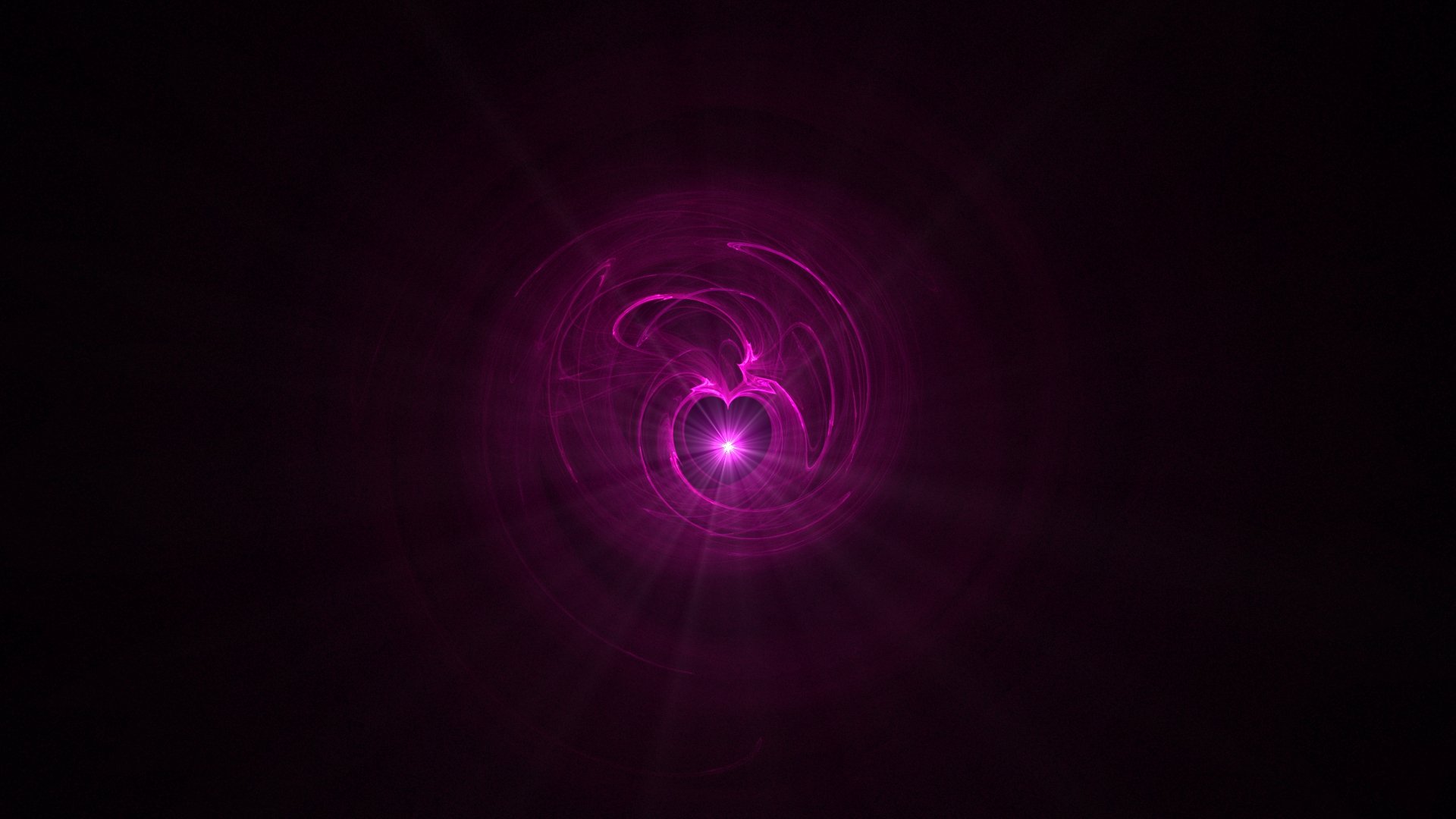 Abstract pink digital light swirl on a dark background, designed as an HD PC desktop wallpaper and background.