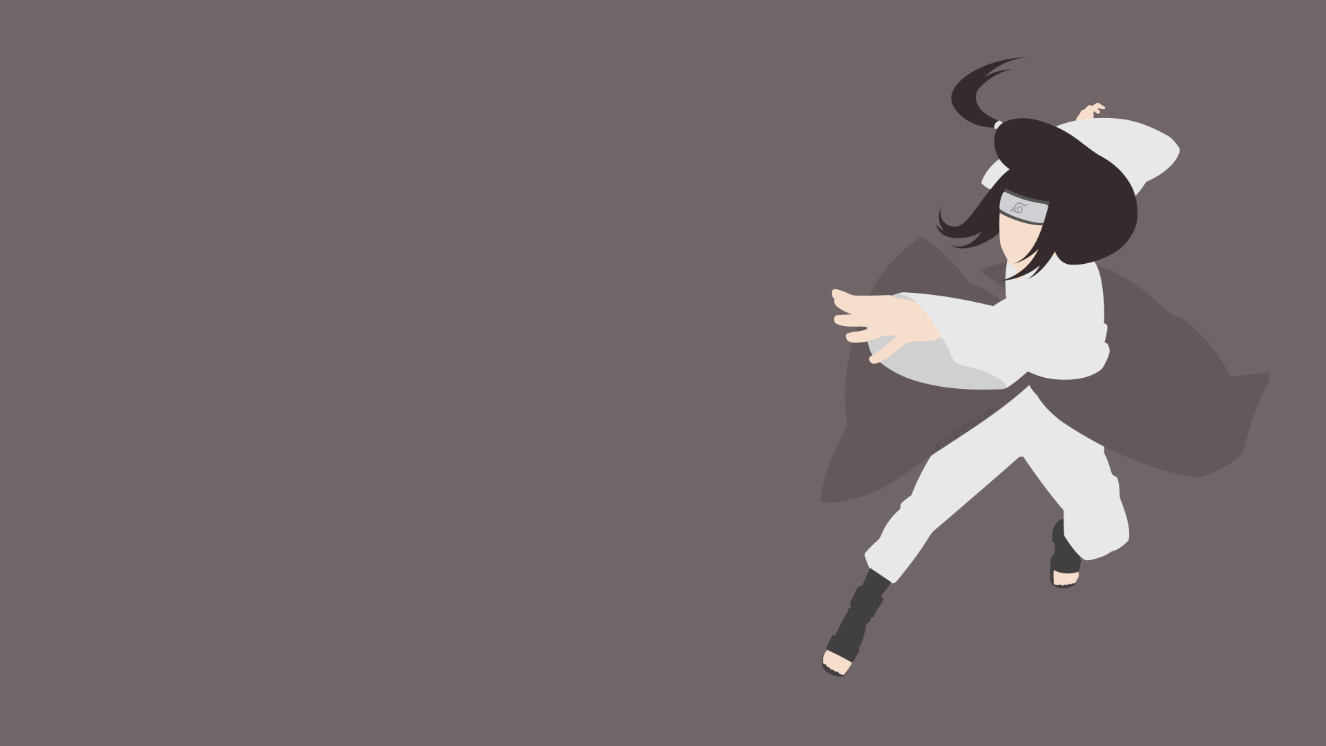 4K Ultra HD PC wallpaper featuring Neji Hyūga (Anime, Naruto) in white attire striking a taijutsu pose against a muted gray background.