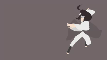 4K Ultra HD PC wallpaper featuring Neji Hyūga (Anime, Naruto) in white attire striking a taijutsu pose against a muted gray background.