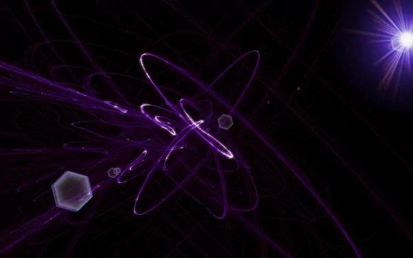 An abstract design featuring dynamic purple lines and shapes against a dark background, creating a visually striking HD desktop wallpaper or background.