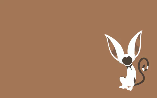 Minimalist 4K Ultra HD PC desktop wallpaper of Momo from Avatar: The Last Airbender — white winged lemur with large ears and curled tail on a warm brown background.