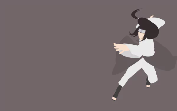 4K Ultra HD PC wallpaper featuring Neji Hyūga (Anime, Naruto) in white attire striking a taijutsu pose against a muted gray background.