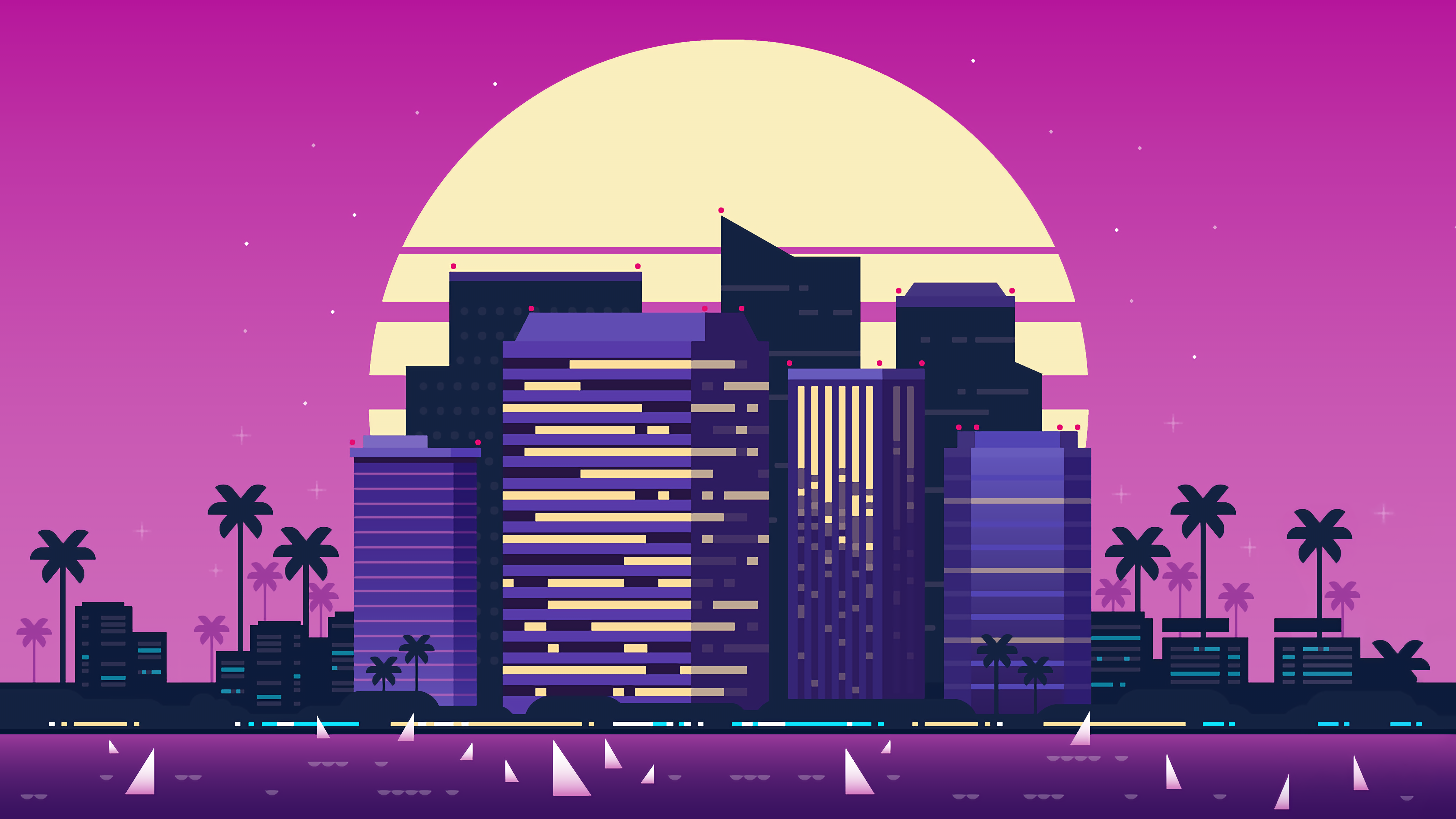 Download City Artistic Retro Wave 4k Ultra HD Wallpaper