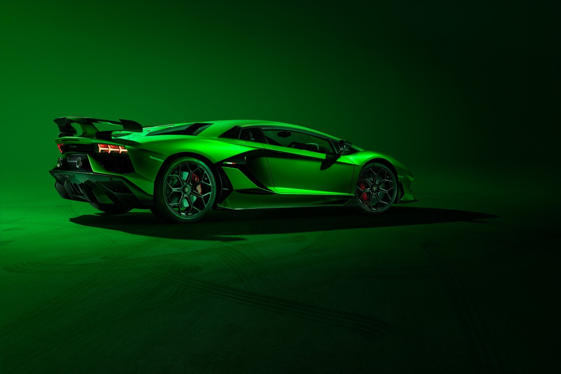 Download Supercar Green Car Car Lamborghini Lamborghini Aventador Vehicle Lamborghini Aventador SVJ HD Wallpaper