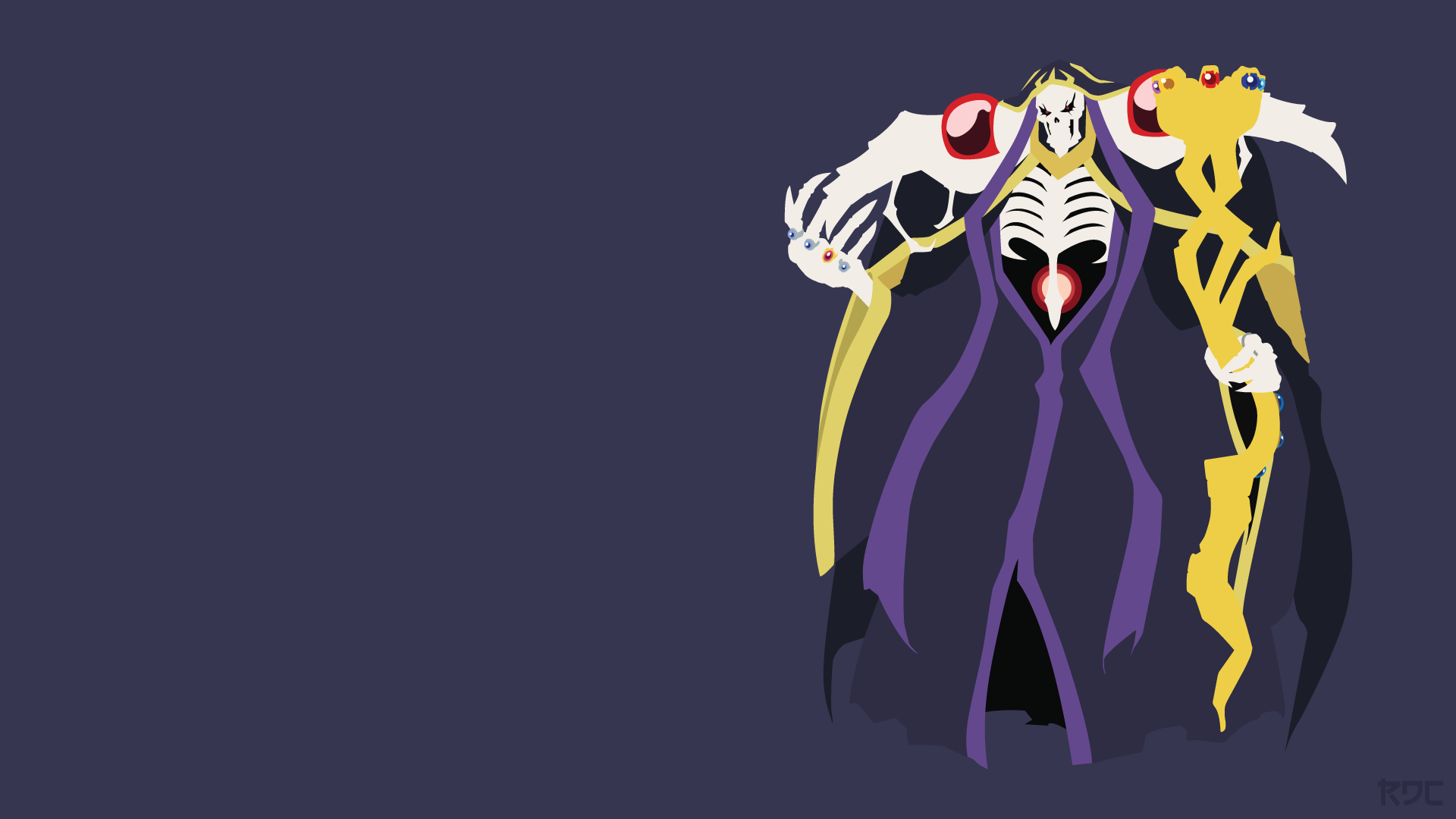 Ainz Ooal Gown, a prominent character from the anime Overlord, stands confidently in this striking 4K Ultra HD desktop wallpaper, showcasing his distinctive skeletal design and powerful aura.