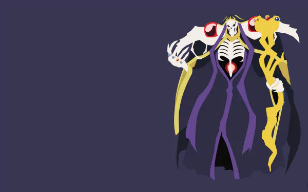 Ainz Ooal Gown, a prominent character from the anime Overlord, stands confidently in this striking 4K Ultra HD desktop wallpaper, showcasing his distinctive skeletal design and powerful aura.