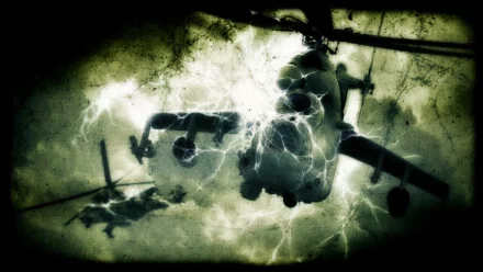 A dramatic HD wallpaper featuring helicopters amidst stormy skies, inspired by the atmosphere of S.T.A.L.K.E.R.: Call of Pripyat and the S.T.A.L.K.E.R. video game series.