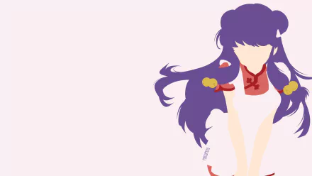 HD PC desktop wallpaper featuring Shampoo from the anime Ranma ½, depicted with flowing purple hair and a minimalist style against a light background.
