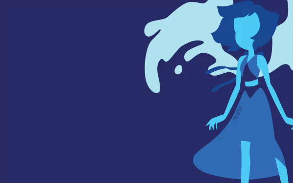 HD PC desktop wallpaper of Lapis Lazuli from the TV show Steven Universe: blue stylized figure with flowing water splash against a deep navy background.