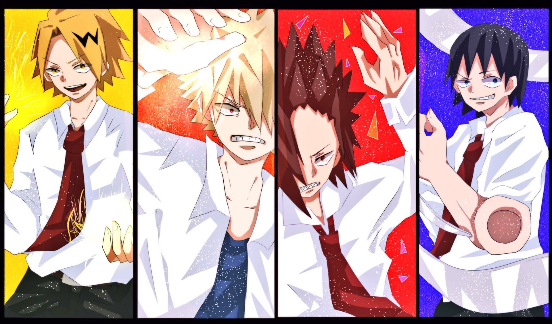 Download Hanta Sero Katsuki Bakugou Eijiro Kirishima Denki Kaminari Anime My Hero Academia HD Wallpaper by どろ