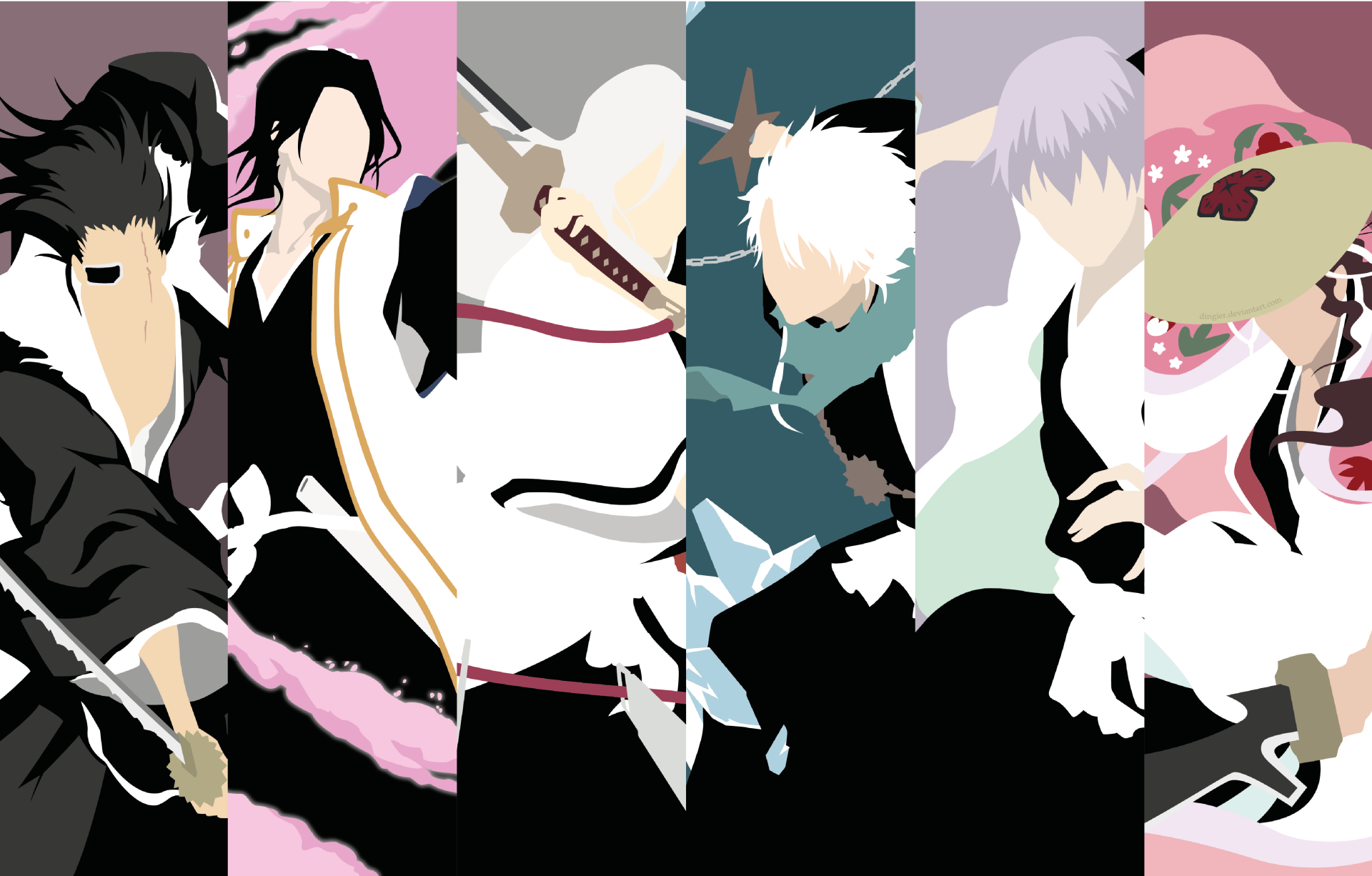 Download Shunsui Kyōraku Gin Ichimaru Tōshirō Hitsugaya Jūshirō Ukitake Byakuya Kuchiki Kenpachi Zaraki Anime Bleach 4k Ultra HD Wallpaper by Linnea Eveliina