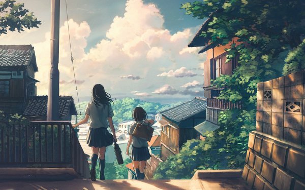 Anime Girl Sky Short Hair HD Wallpaper | Background Image