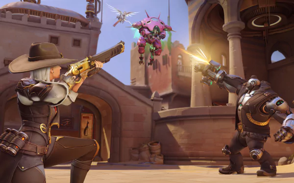 B.O.B. (Overwatch) Mercy (Overwatch) D.Va (Overwatch) Ashe (Overwatch) video game Overwatch HD Desktop Wallpaper | Background Image