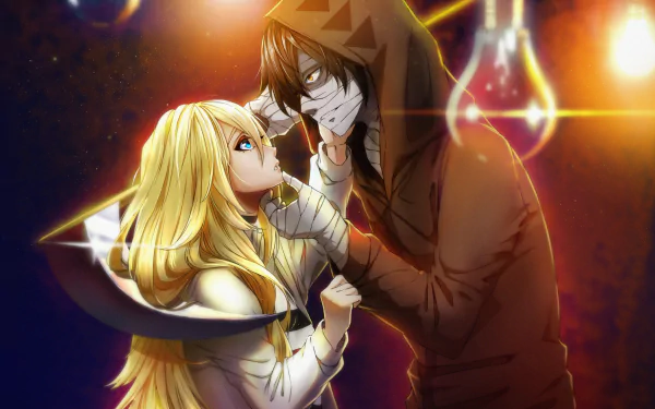 Angels of Death scythe brown hair long hair blonde bandage coat hood yellow eyes blue eyes Rachel Gardner Zack (Angels Of Death) Anime HD Desktop Wallpaper | Background Image