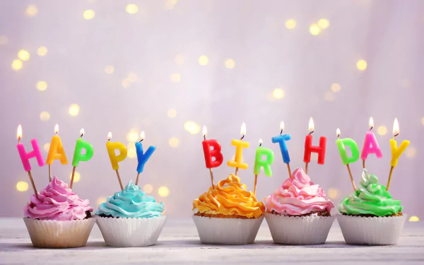 candle Happy Birthday cupcake holiday birthday HD Desktop Wallpaper | Background Image