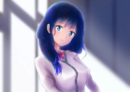 HD desktop wallpaper of Rikka Takarada from the anime SSSS.Gridman, showcasing her in a serene pose with a softly lit background.