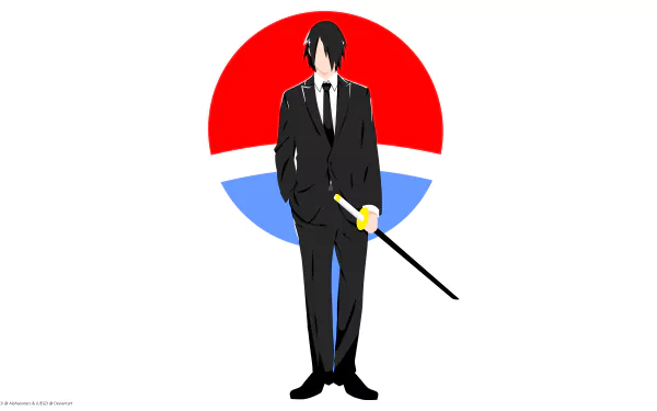 Sasuke Uchiha in a black suit with black hair, holding a katana before a red-and-blue Uchiha emblem — anime Naruto/Boruto 8K Ultra HD desktop wallpaper.