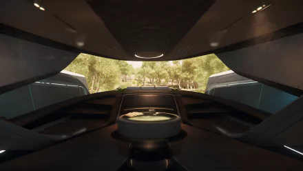 View from inside the 600i spaceship cockpit in Star Citizen, rendered as a 4K Ultra HD PC desktop wallpaper showcasing detailed video game graphics.