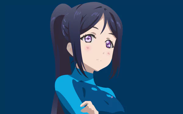 Kanan Matsuura from Love Live! Sunshine!! in a 4K Ultra HD anime-style desktop wallpaper with deep blue tones and a confident expression.