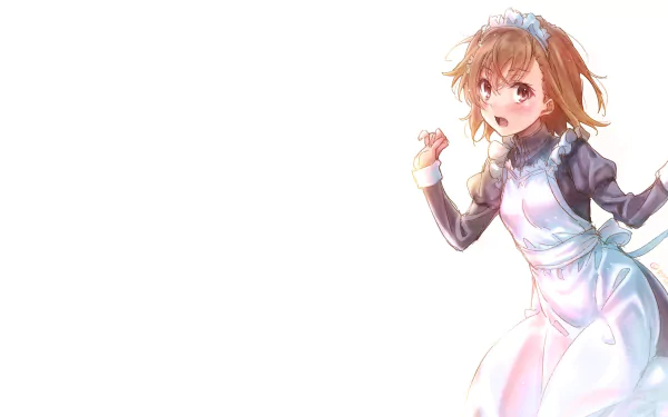 Mikoto Misaka from A Certain Scientific Railgun in anime style, featured in a 4K Ultra HD PC desktop wallpaper with a clean white background.