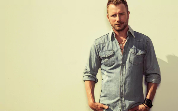 HD desktop wallpaper featuring a man in a denim shirt posing confidently against a neutral background.