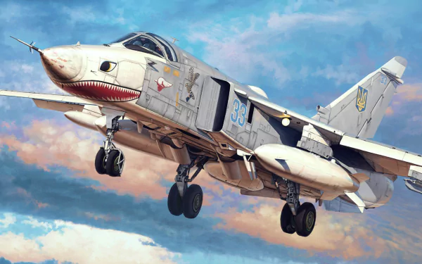 Ukrainian Air Force warplane aircraft jet fighter military sukhoi su-24 HD Desktop Wallpaper | Background Image