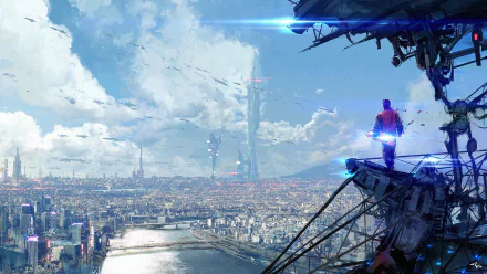 futuristic skyscraper cityscape movie Back To The Future Part II HD Desktop Wallpaper | Background Image