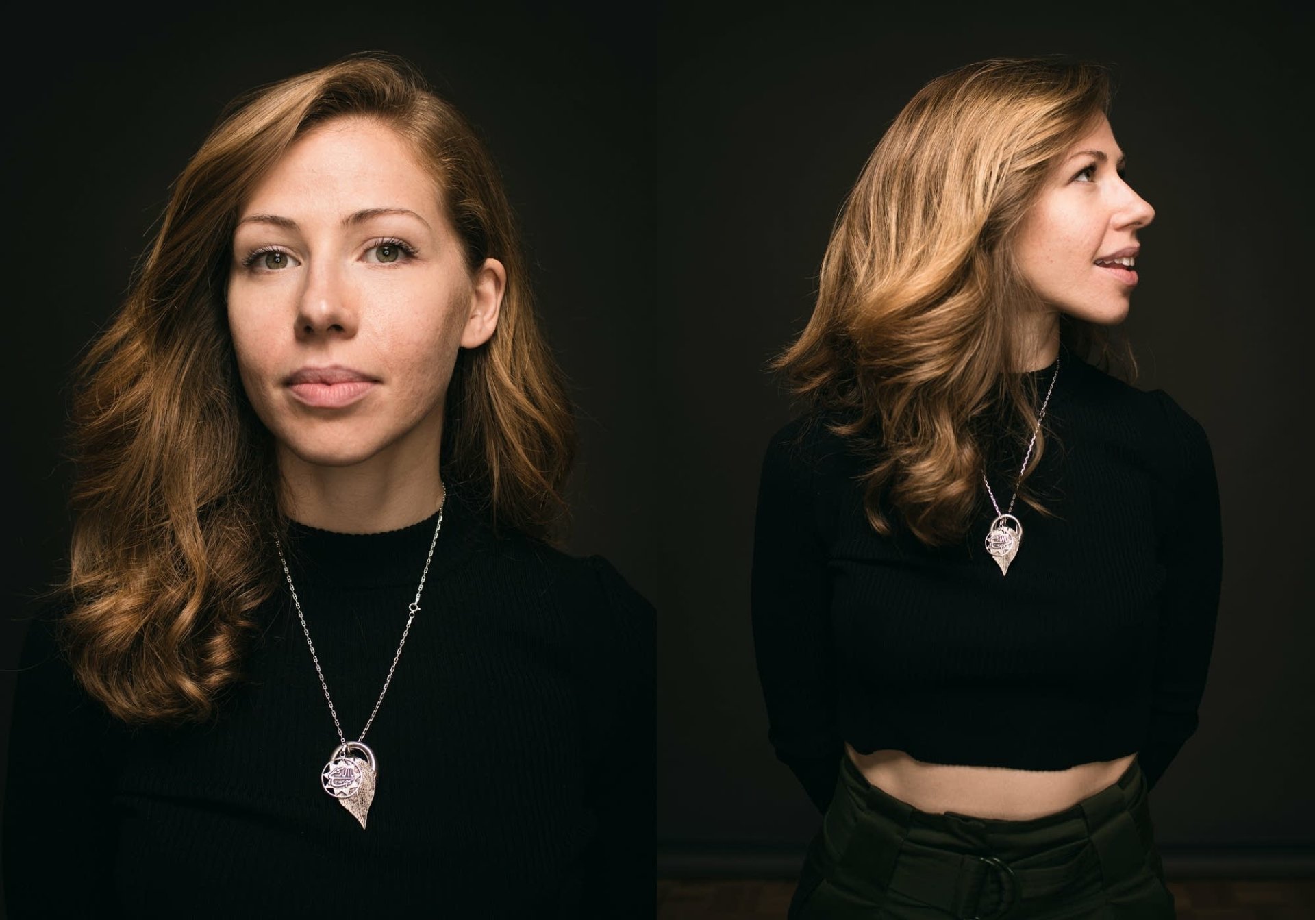 HD desktop wallpaper of Lake Street Dive with a split image of a woman in black attire, showcasing two different profiles.
