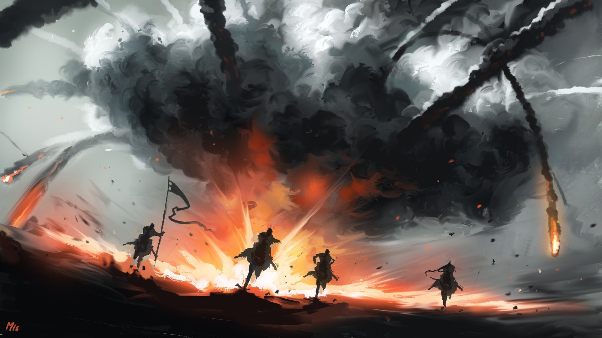 Download Shadow Explosion Fantasy Warrior Fantasy Warrior HD Wallpaper by Dominik Mayer