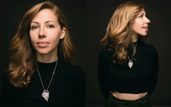 HD desktop wallpaper of Lake Street Dive with a split image of a woman in black attire, showcasing two different profiles.