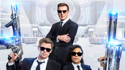 Tessa Thompson Liam Neeson Chris Hemsworth movie Men in Black: International HD Desktop Wallpaper | Background Image