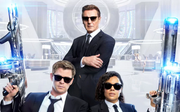 Tessa Thompson Liam Neeson Chris Hemsworth movie Men in Black: International HD Desktop Wallpaper | Background Image