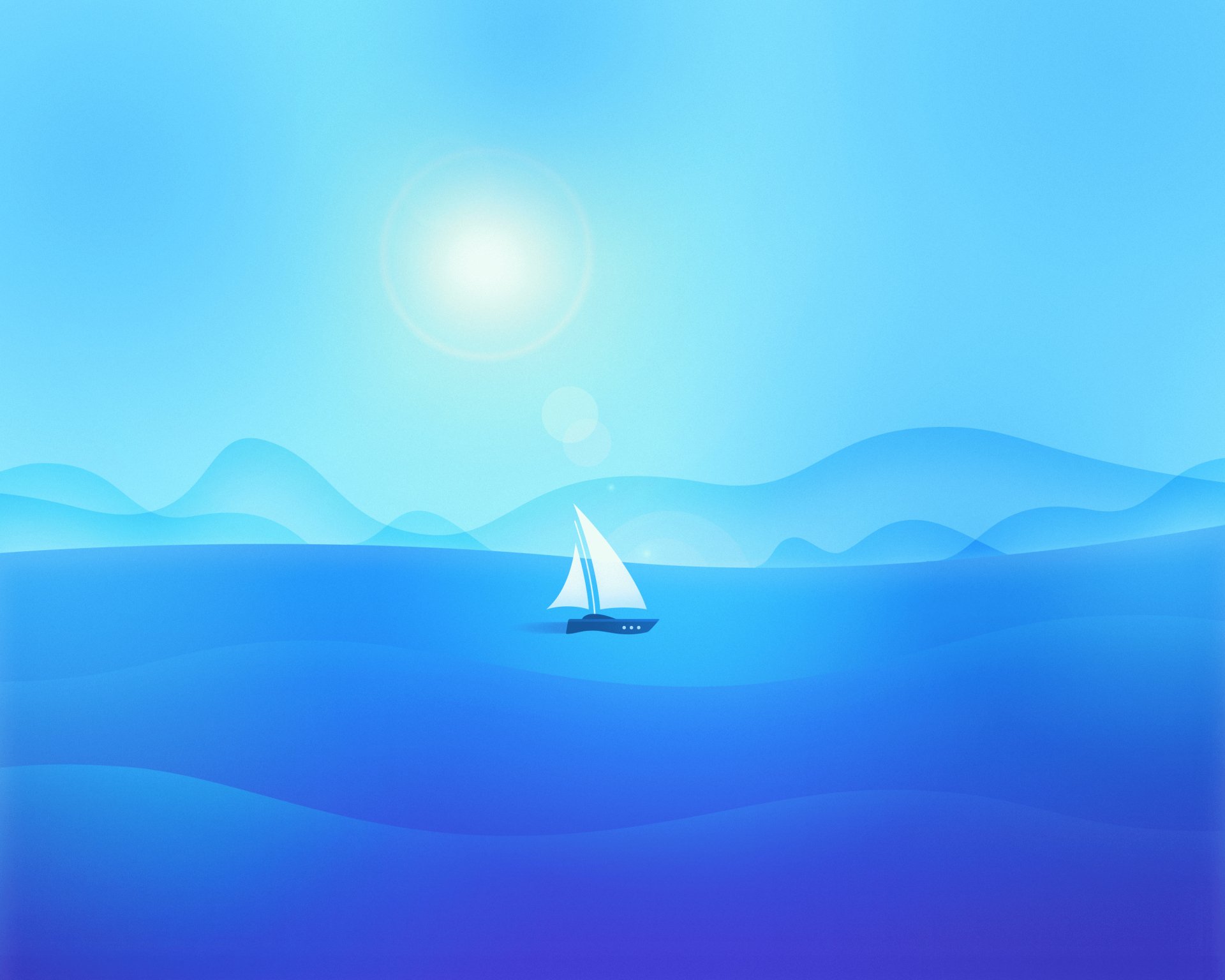 Download Ocean Minimalist Blue Artistic Boat Minimalist Blue HD Wallpaper