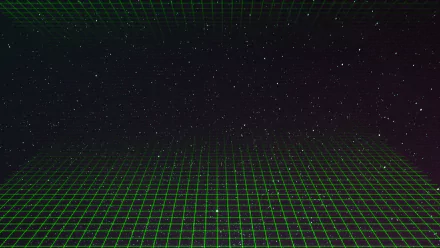 4K Ultra HD PC desktop wallpaper featuring a synthwave-inspired grid extending into a starry, artistic retrowave night sky.