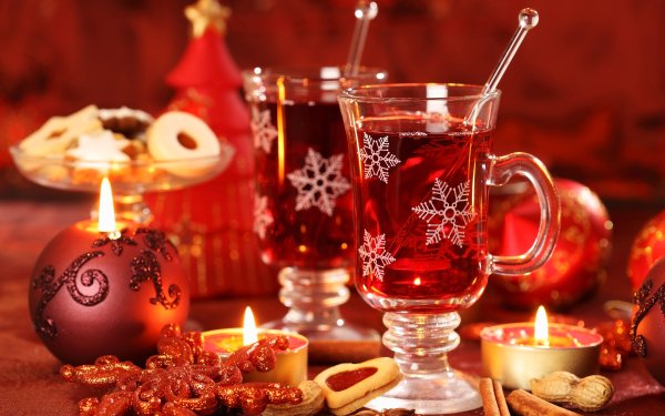 Food Tea Christmas Christmas Ornaments Candle Drink HD Wallpaper | Background Image