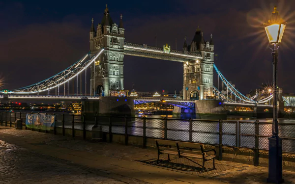 lamp post London bridge night man made Tower Bridge HD Desktop Wallpaper | Background Image