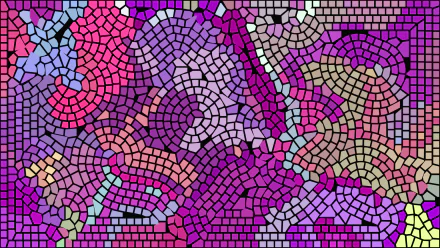 Colorful abstract mosaic of small purple, pink, blue and green tiles forming flowing patterns — HD PC desktop wallpaper and background.