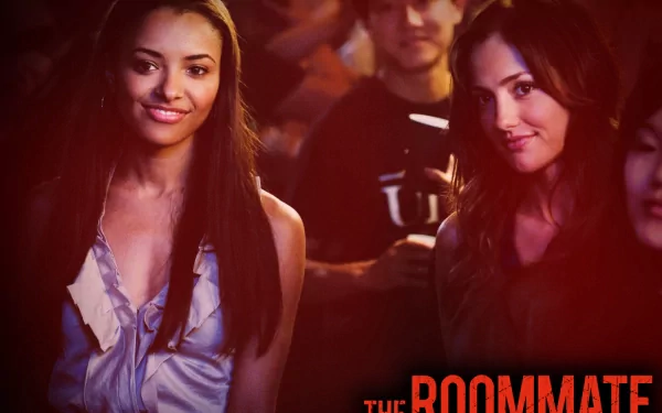 HD wallpaper featuring Minka Kelly in a scene from the movie The Roommate, highlighting a tense moment between characters in a vibrant setting.