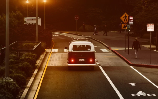 California crosswalk road vehicle Volkswagen EuroVan HD Desktop Wallpaper | Background Image