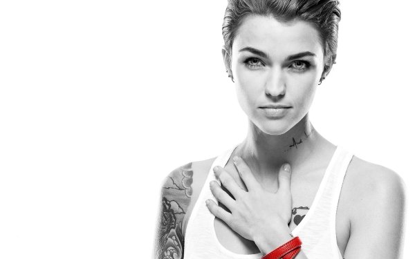 Celebrity Ruby Rose Actress Australian Short Hair Tattoo Black & White Selective Color HD Wallpaper | Background Image