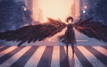 Anime, Wings, Sad, Angel, Short Hair, HD wallpaper