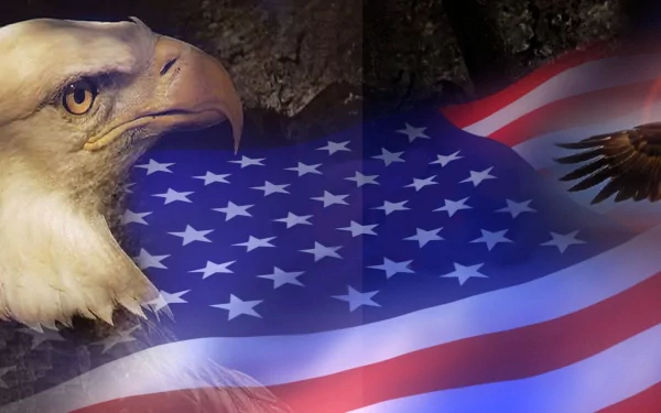 A majestic eagle overlays the American flag in this HD wallpaper, blending natural beauty with patriotic symbolism in a captivating design.