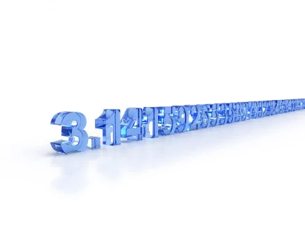 A captivating HD desktop wallpaper featuring the digits of Pi (3.14...) in sleek blue, highlighting the elegance of mathematics in a visually striking design.