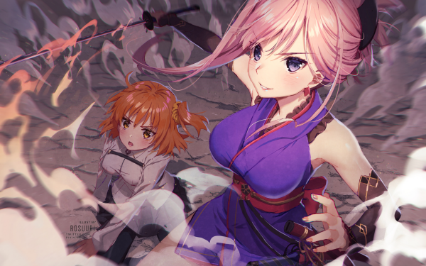 Anime Fate/Grand Order Fate Series Miyamoto Musashi Fujimaru Ritsuka HD Wallpaper | Background Image