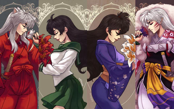 Kagome Higurashi Sesshōmaru (InuYasha) Rin (InuYasha) InuYasha (Character) Anime InuYasha HD Desktop Wallpaper | Background Image