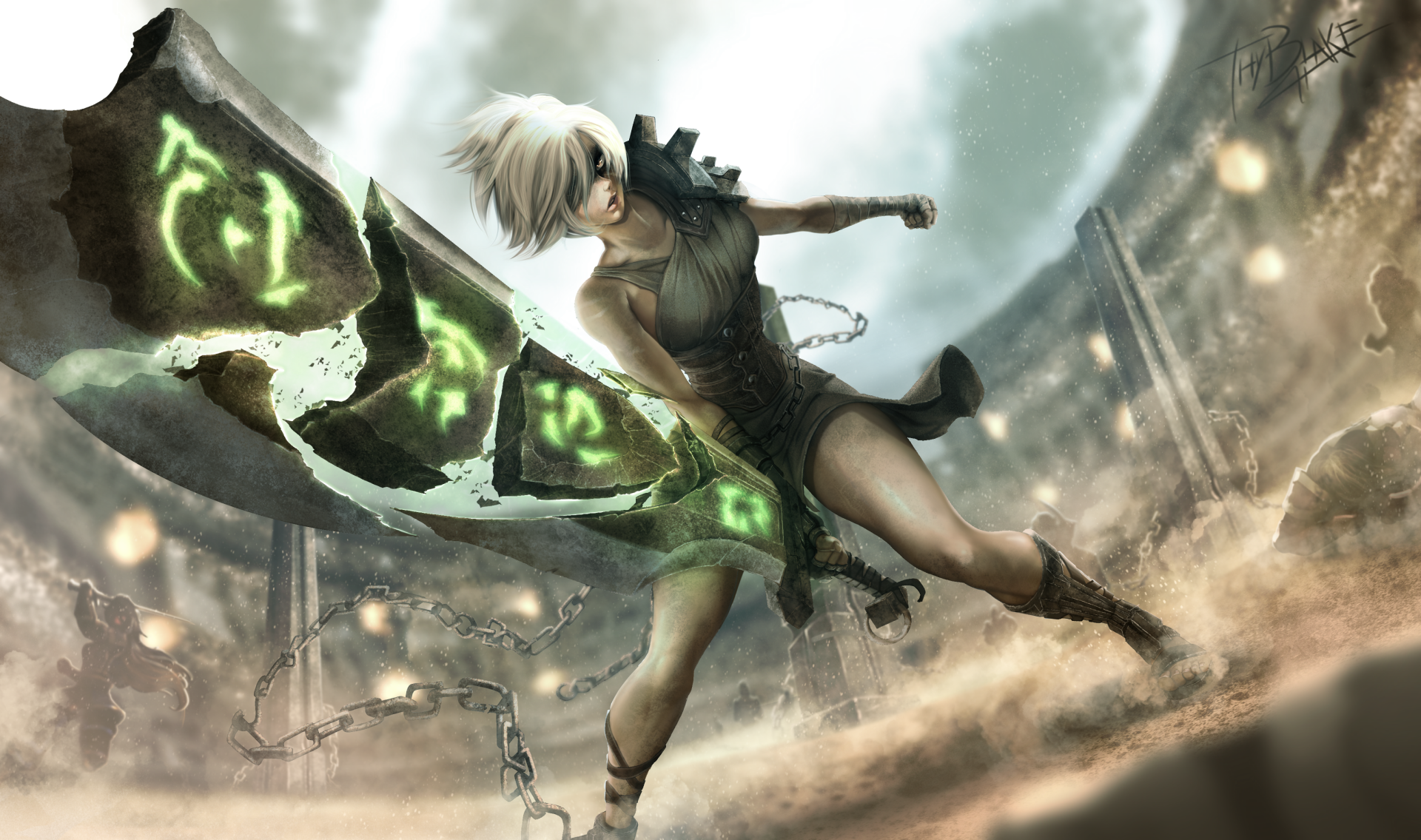 Riven: White-Haired Blade | Shattered Sword - League Wallpaper | 2K ...