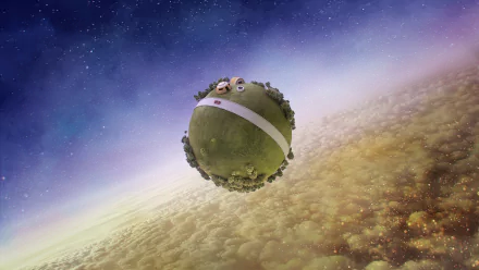 A vibrant HD desktop wallpaper depicting the Other World from Dragon Ball Z, featuring a unique floating planet surrounded by colorful clouds and a starry sky.