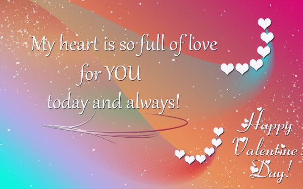 Holiday Valentine's Day Love Heart Gradient Typography HD Wallpaper | Background Image